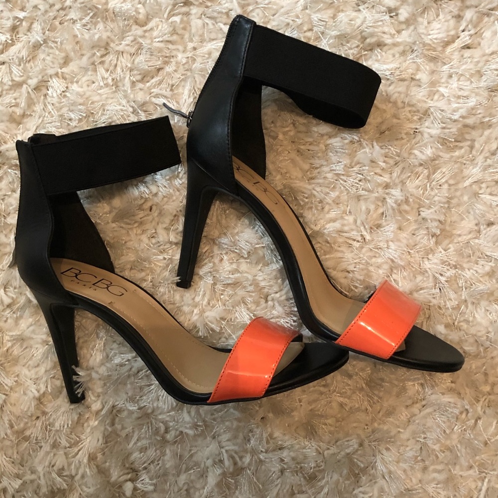 Open toe color block heels